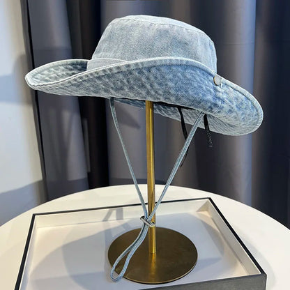 Unisex Vintage Washed Denim Bucket Hat