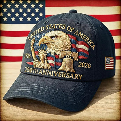 Vintage Eagle Patriotic 250th Anniversary Snapback Cap