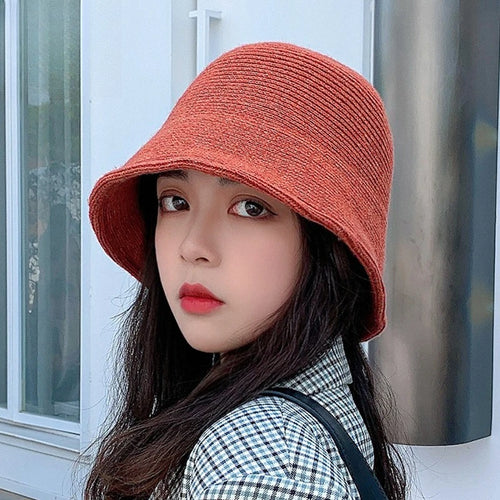 Korean Retro Knitted Winter Bucket Hat