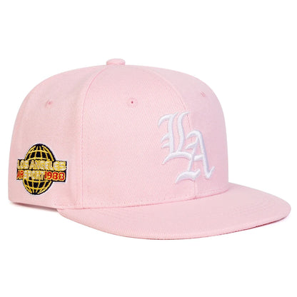 Gothic LA Letter Embroidered Hip Hop Snapback Cap