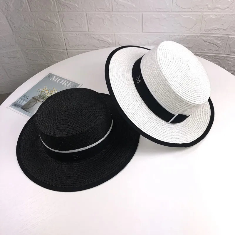 Women Flat Top Straw Sun Hat