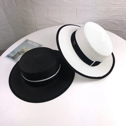 Women Flat Top Straw Sun Hat