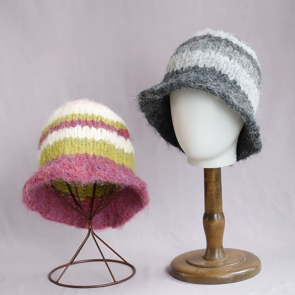 Korean Crochet Flower Winter Bucket Hat