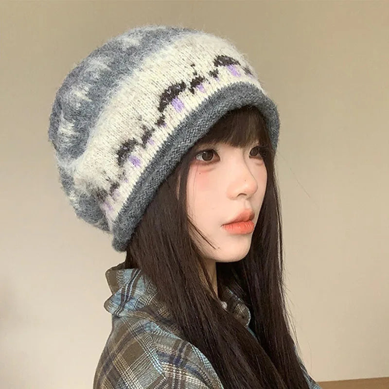 Women's Fair Isle Cuffed Winter Knit Bucket Hat