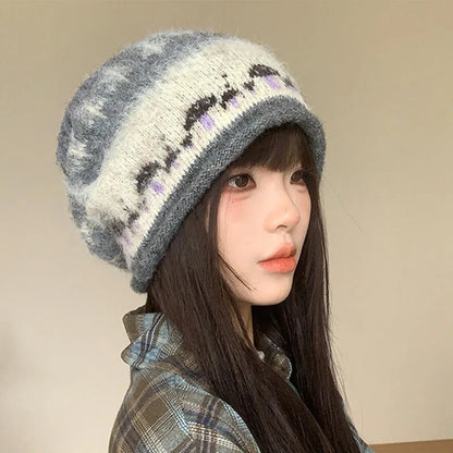 Women's Fair Isle Cuffed Winter Knit Bucket Hat