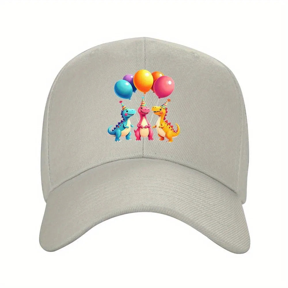Cute Dinosaur Balloon Print Unisex Adjustable Baseball Cap