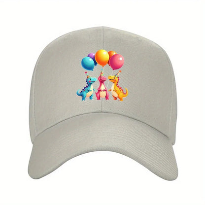 Cute Dinosaur Balloon Print Unisex Adjustable Baseball Cap
