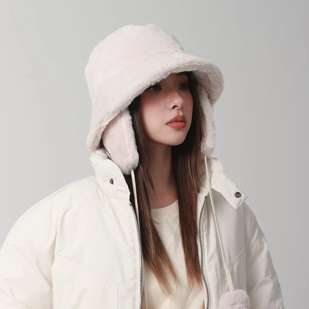 Women's Winter Bomber Bucket Hat with Ear Protection