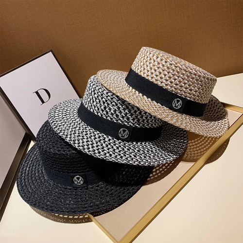 French Vintage Rhinestone Straw Bucket Hat