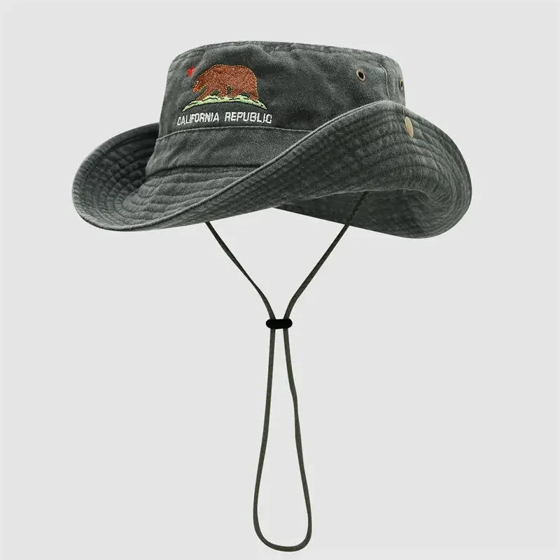Autumn Cotton Embroidered Outdoor Travel Bucket Hat