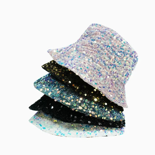 Glitter Sequin Foldable Windproof Bucket Hat