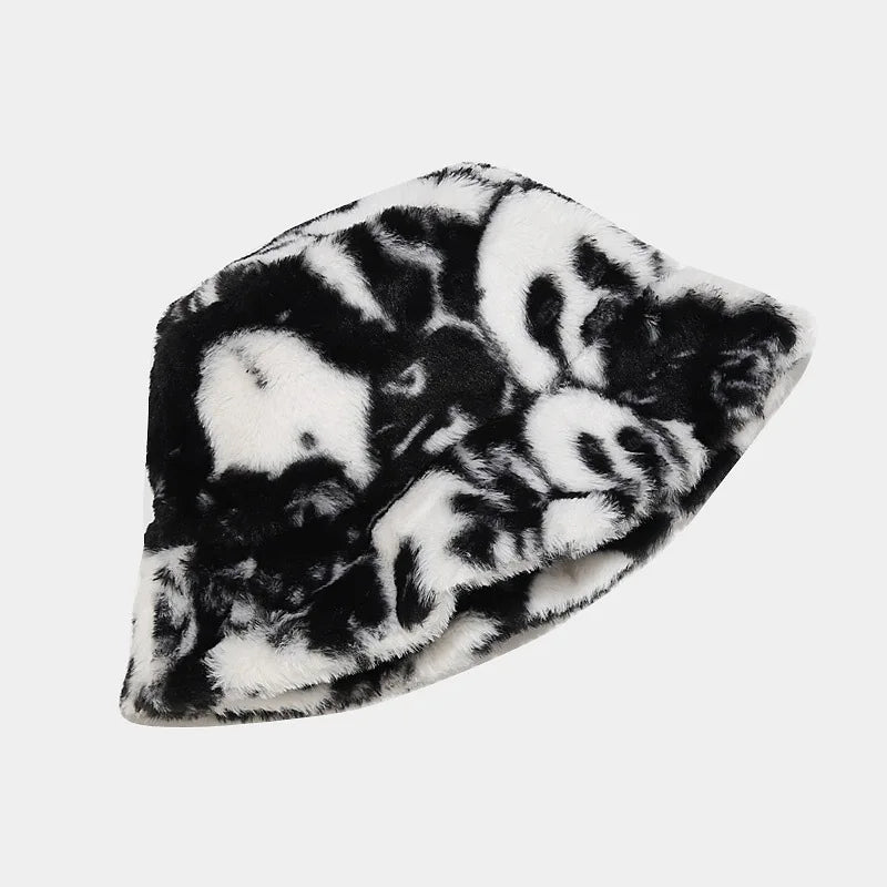 Panda Faux Fur Bucket Hat