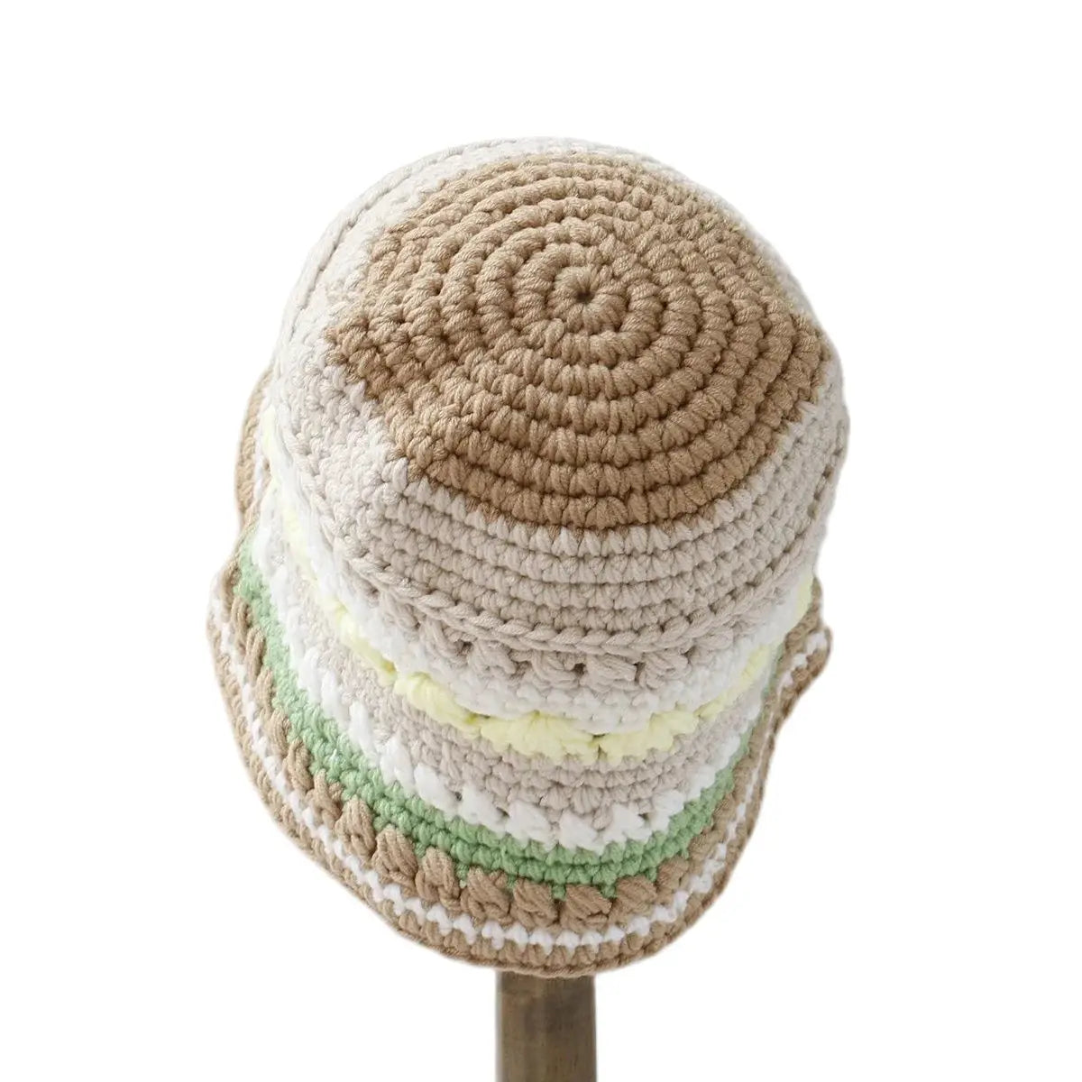 Vintage Handmade Knitted Woolen Winter Women Bucket Hat