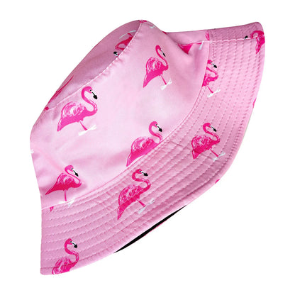 Cartoon Flamingo Print Reversible Bucket Hat