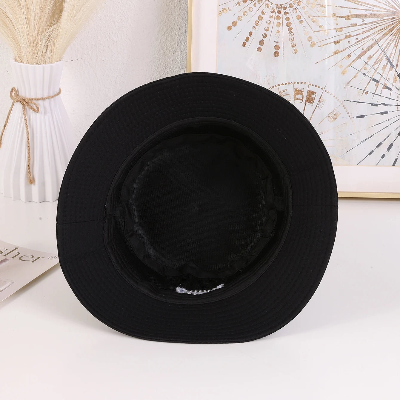 Unisex Fishbone Embroidered Wide - Brim Fisherman Hat