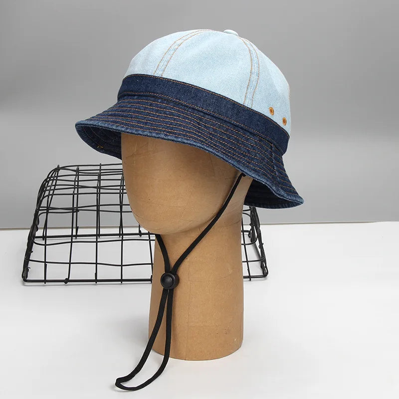 Vintage Denim Wide Brim Unisex Bucket Hat
