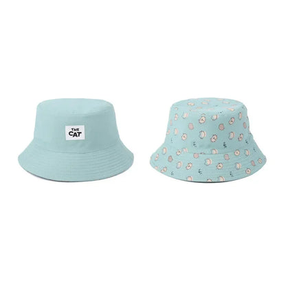 LDSLYJR Cartoon Cat Print Cotton Bucket Hat
