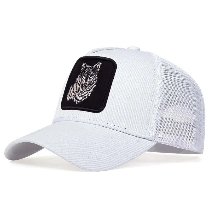 Unisex Wolf Embroidery Baseball Net Caps
