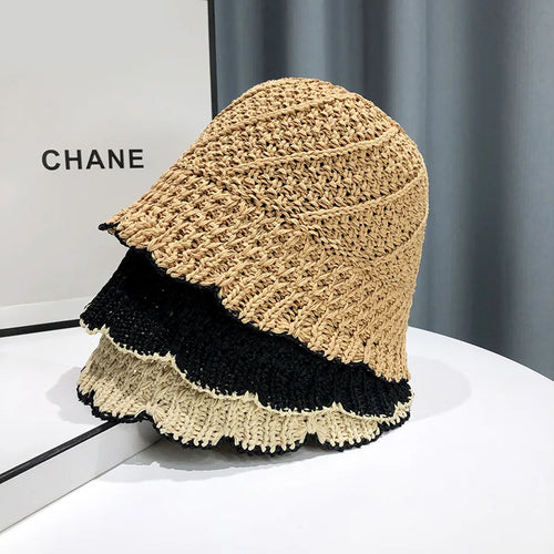 Japanese Lace Hollow Straw Summer Bucket Hat