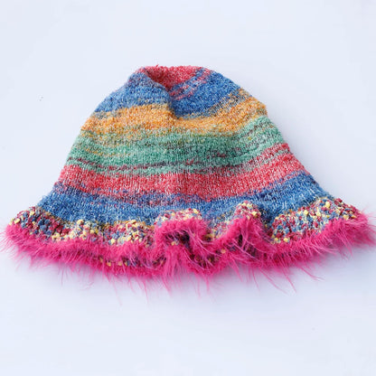 Red Crochet Fruit Knit Bucket Hat