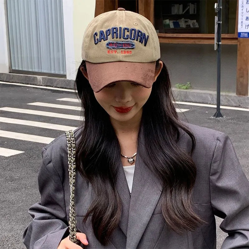 Cotton Letter Embroidery Patchwork Adjustable Baseball Cap