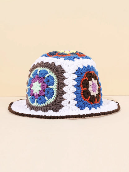 Hand Woven Colorful Flower Bucket Hat