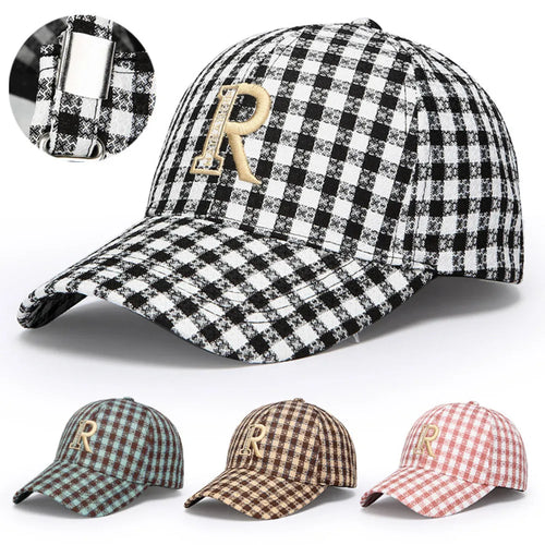 Cotton Stripe Check Baseball Cap