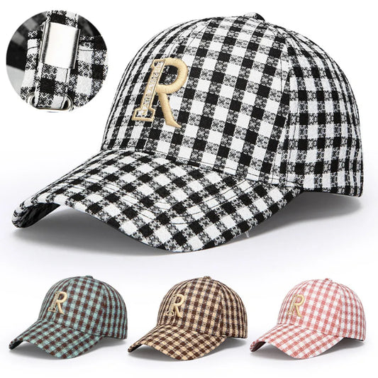 Cotton Stripe Check Baseball Cap