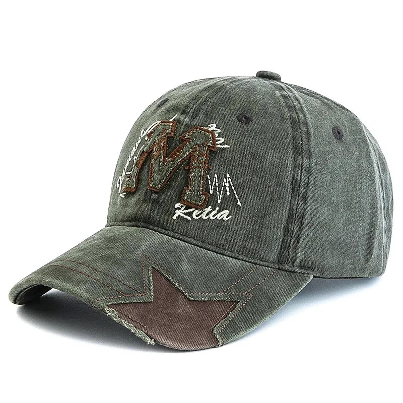 Retro M Letter Embroidery Baseball Cap Unisex
