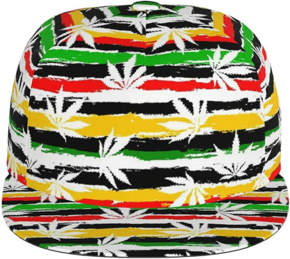 Jamaican Flag Adjustable Flat Bill Baseball Hat
