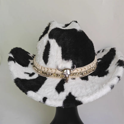 Winter Rabbit Fur Western Cowboy Fedora Hat