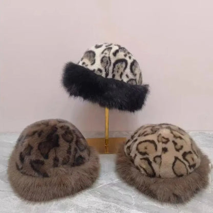 Leopard Print Warm Winter Bucket Hat