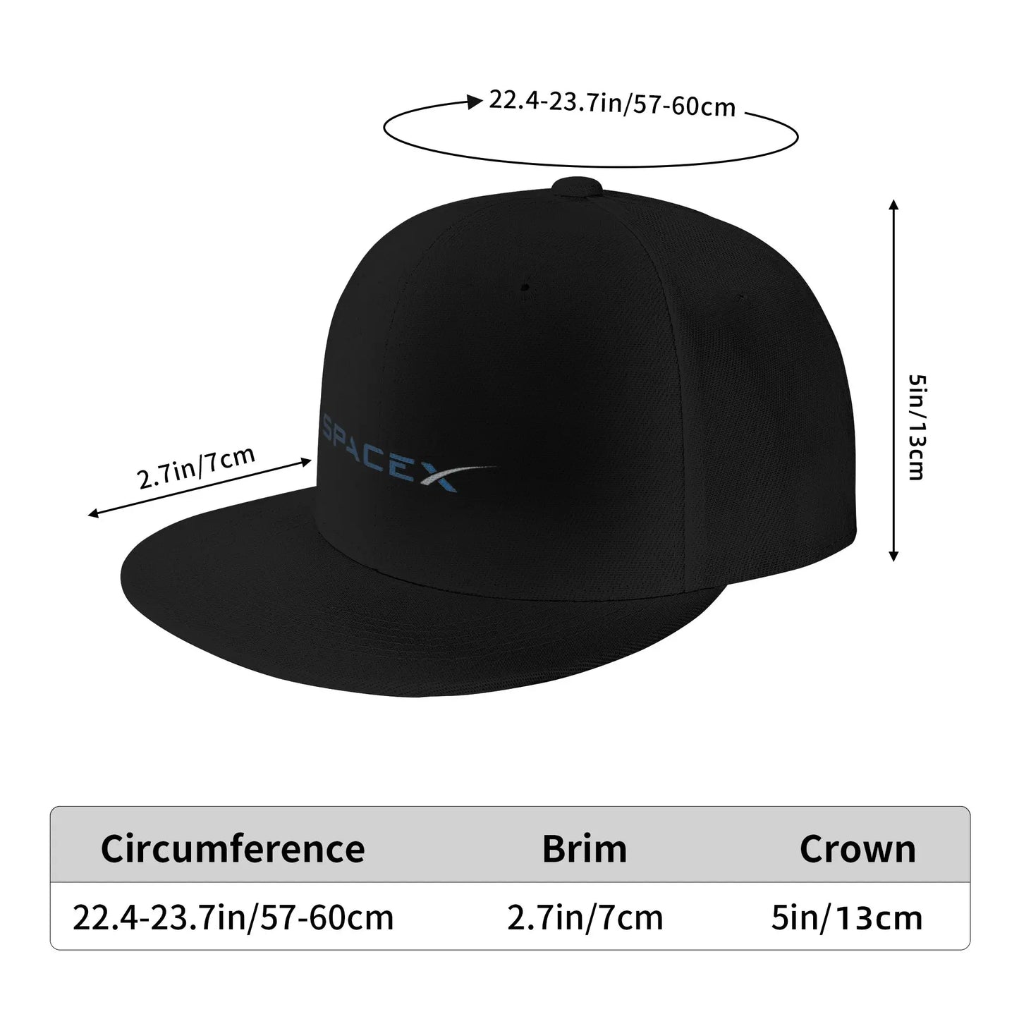 SpaceX Logo Breathable Outdoor Snapback Cap