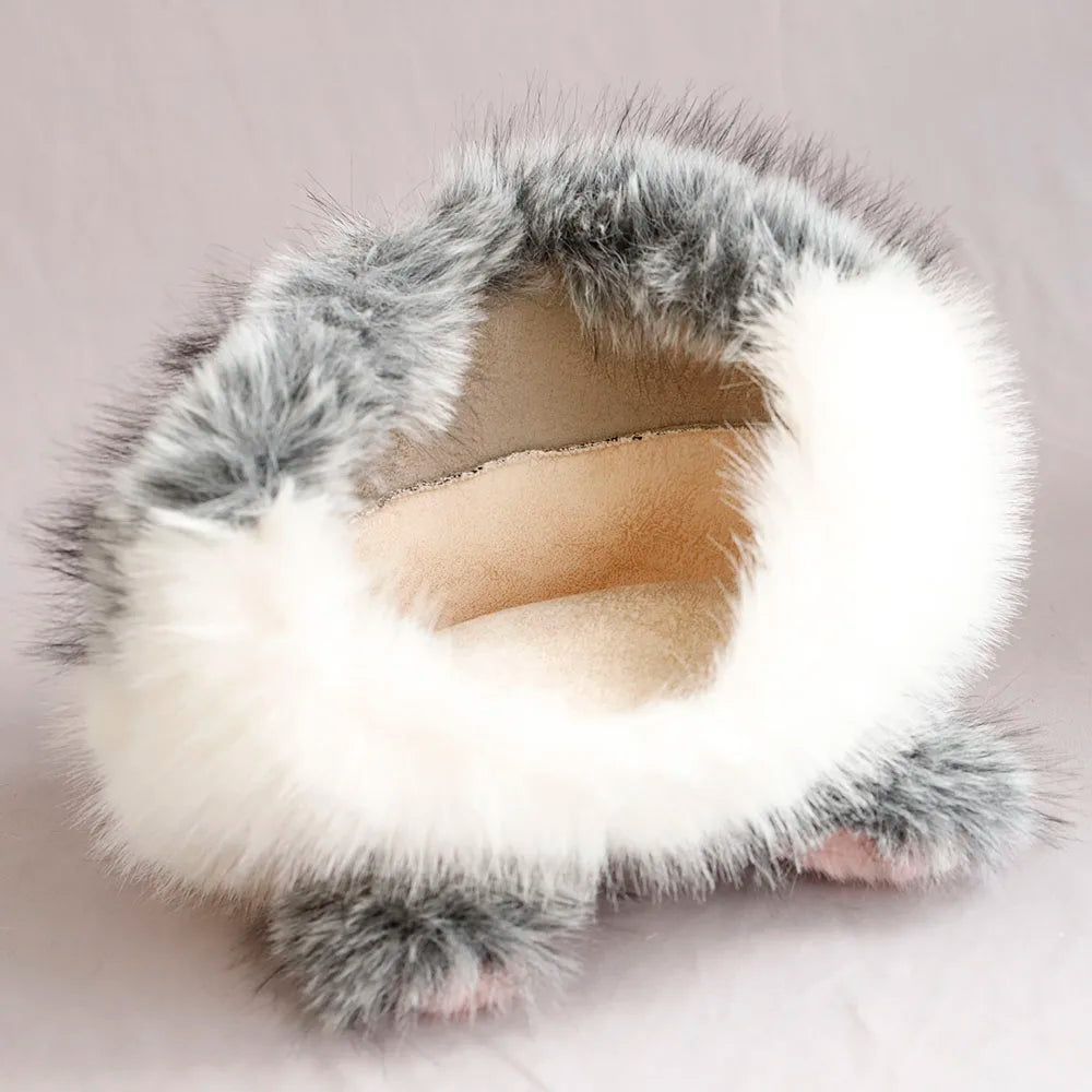 Y2K Bear Rabbit Fur Bucket Hat