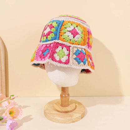 Colorful Retro Floral Woven Bucket Hat