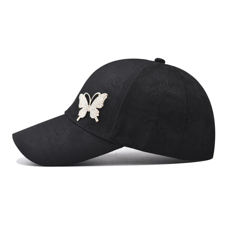 Rhinestone Butterfly Lace Pattern Summer Baseball Cap