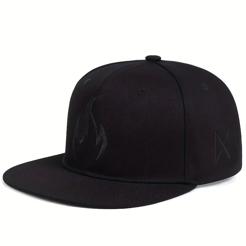 Flame Embroidery Outdoor Sunscreen Snapback Cap