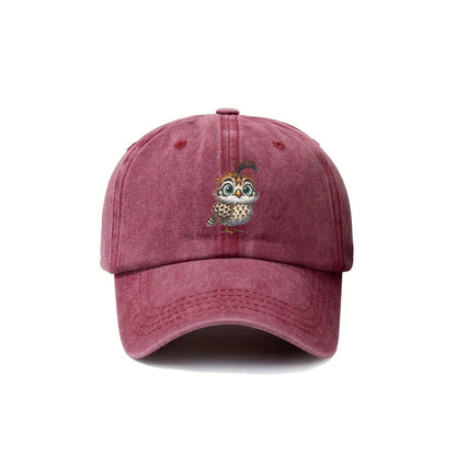 Cute Cartoon Owl Washed Casual Baseball Cap