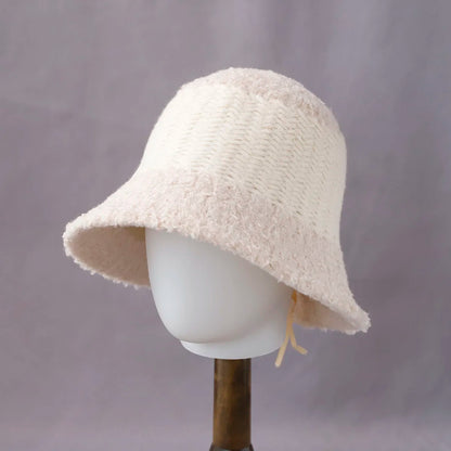 Women's Spliced Color Wool Knitted Bucket Hat