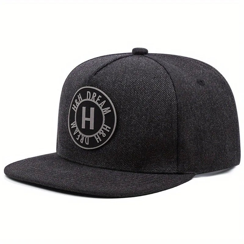 Round Logo H Embroidered Flat Brim Street Hip Hop Baseball Hat