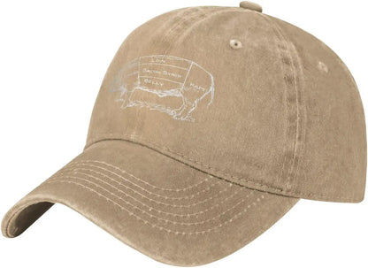 Pig Butcher Chart Distressed Cotton Baseball Cap
