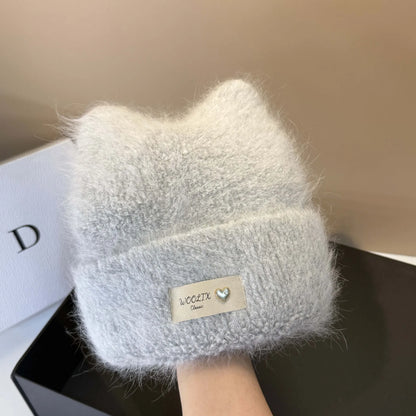 Wool Knit Winter Cat Ear Beanie