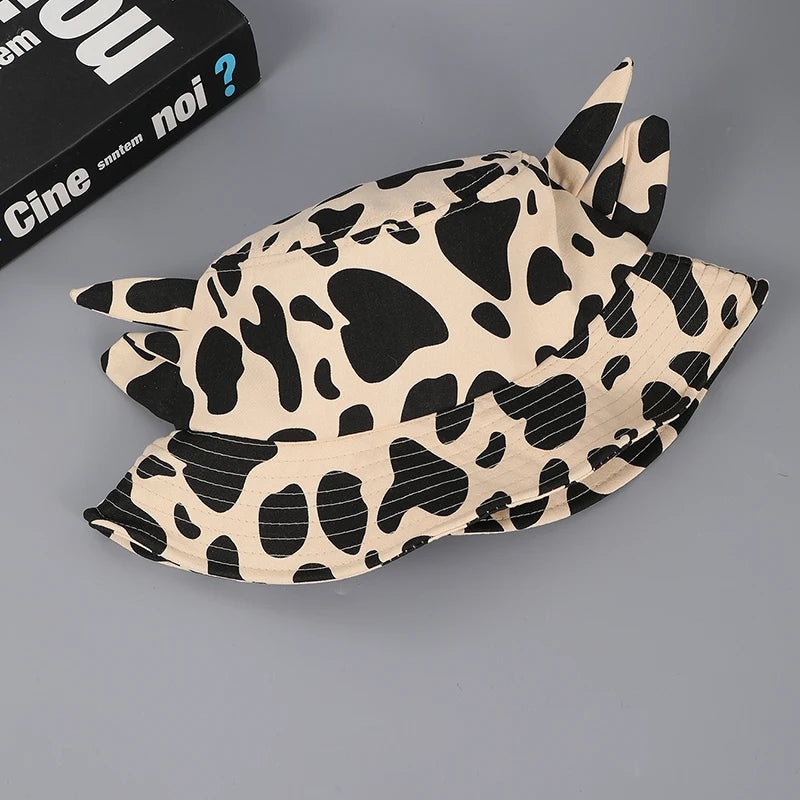 Vintage Cow Print Horn Bucket Hat