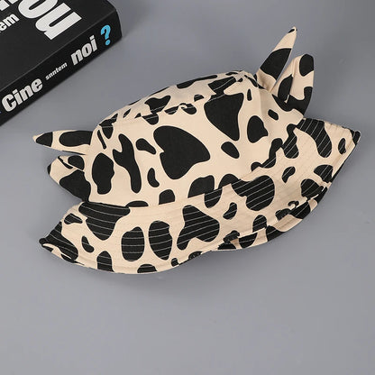 Vintage Cow Print Horn Bucket Hat