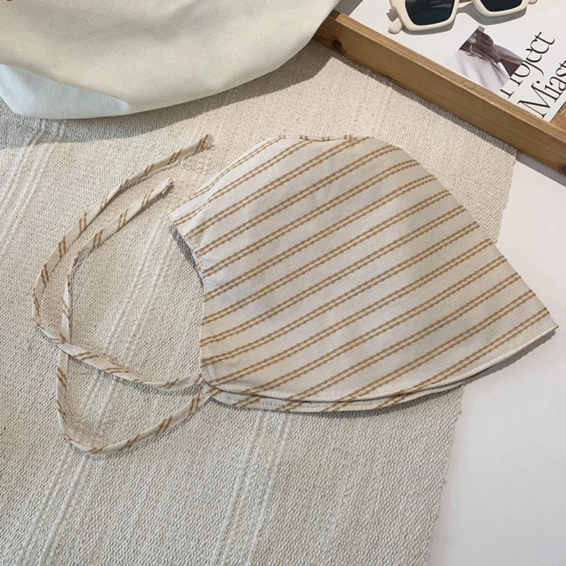 Large Brim Foldable Korean Striped Bucket Hat