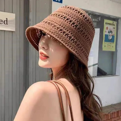 Women Hollow Dome Breathable Summer Bucket Hat