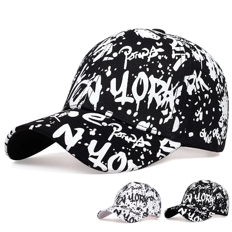Letter Graffiti Print Adjustable Baseball Cap