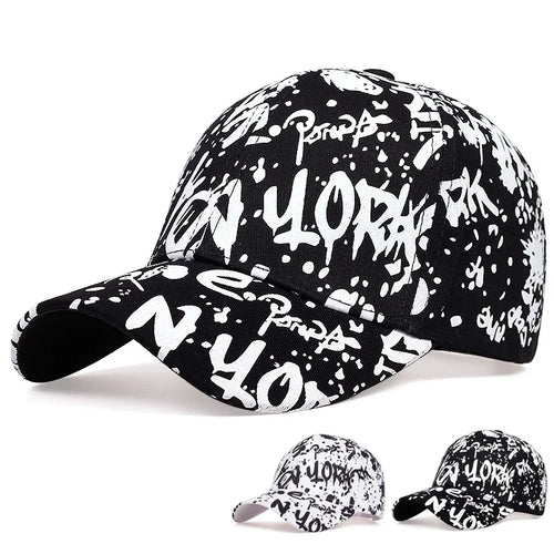 Letter Graffiti Print Adjustable Baseball Cap