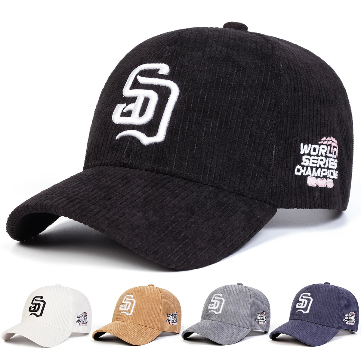 Unisex SD Letter Embroidery Corduroy Baseball Caps
