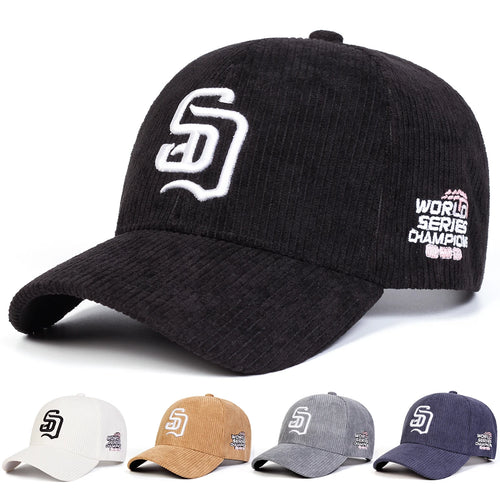 Unisex SD Letter Embroidery Corduroy Baseball Caps